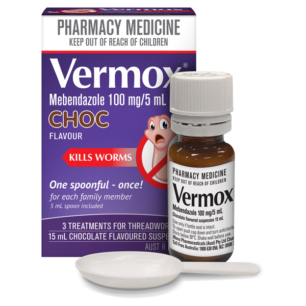 Vermox Mebendazole 100mg Choc Flavour 15mL