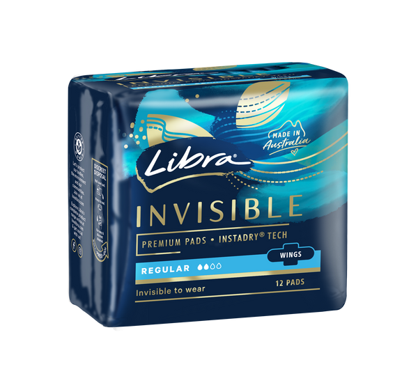 Libra Invisible 12 Regular Pads With Wings