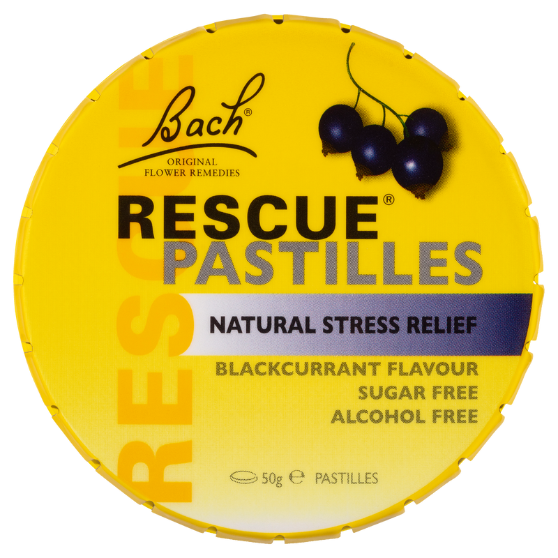 Bach Rescue Pastilles Natural Stress Relief Blackcurrant Flavour 50g