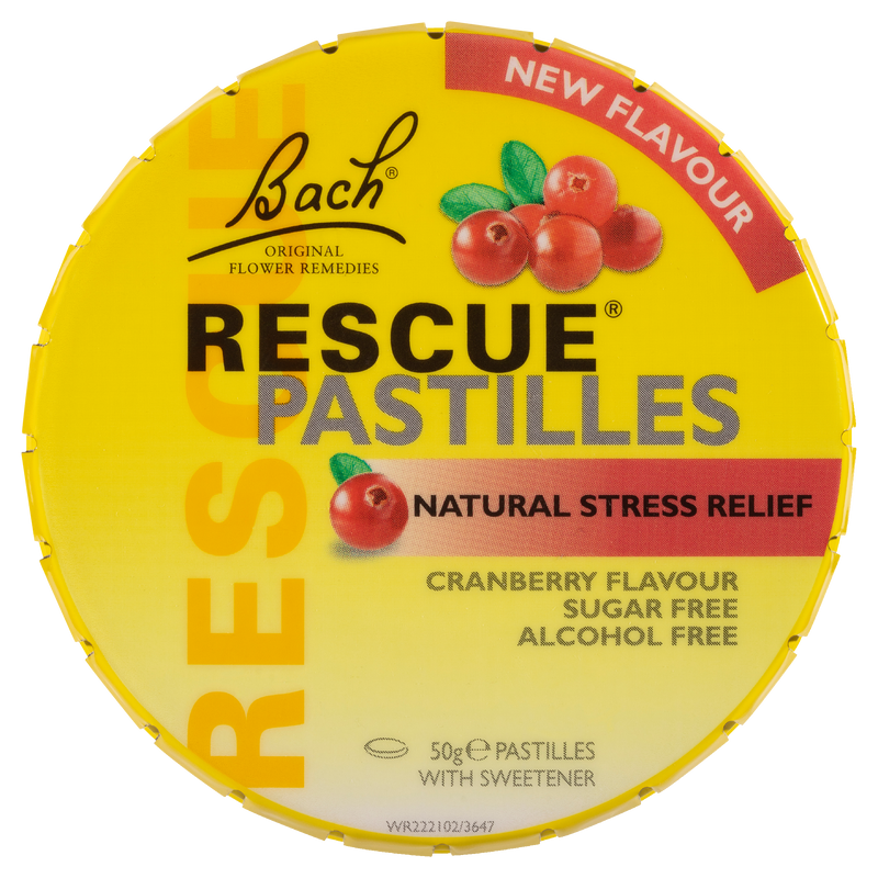 Bach Rescue Pastilles Natural Stress Relief Cranberry Flavour 50g