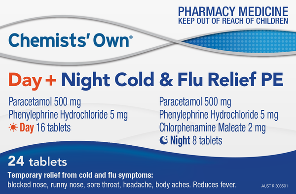 Chemist's Own Day + Night Cold & Flu Relief PE 24 Tablets
