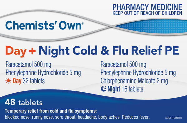 Chemist's Own Day + Night Cold & Flu Relief PE 48 Tablets