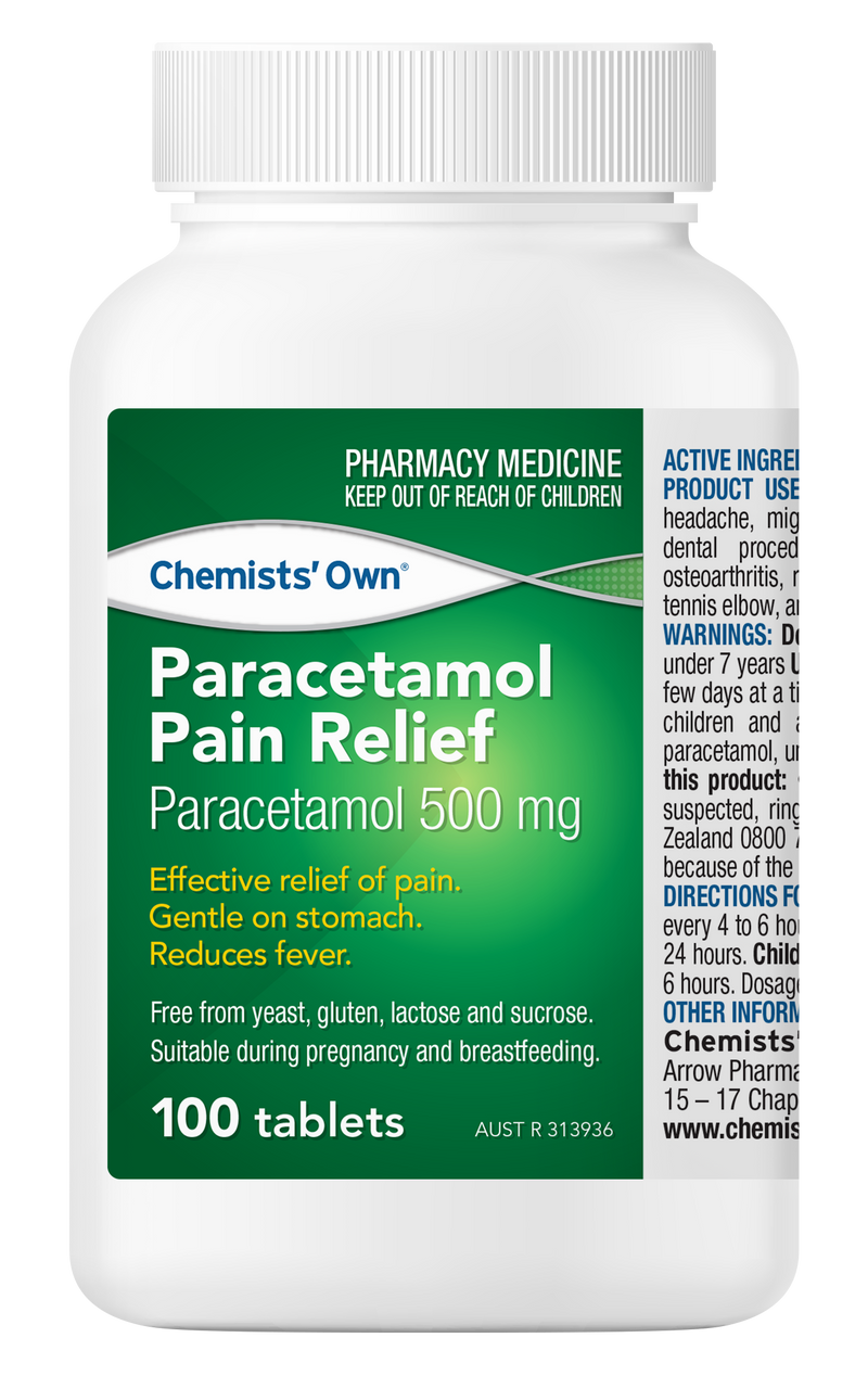 Chemists' Own Paracetamol Pain Relief Tablets 100 Bottle