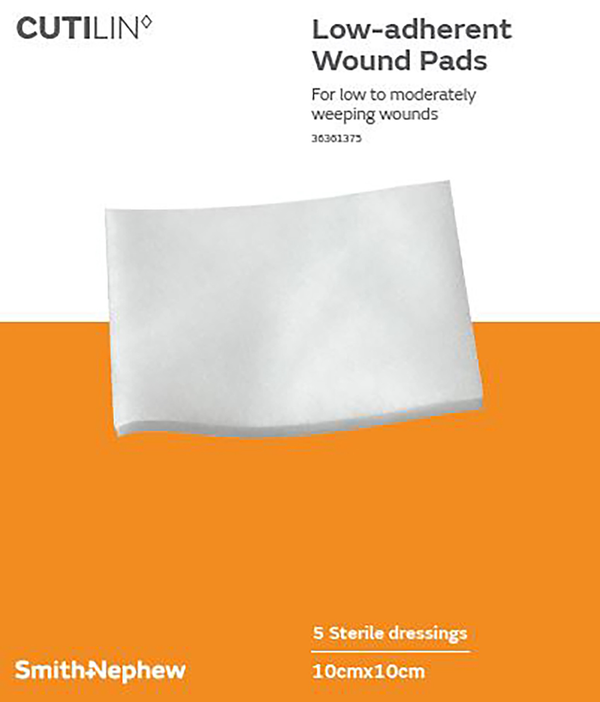 CUTILIN Low-adherent Wound Pads 10cm x 10cm 5 Dressings