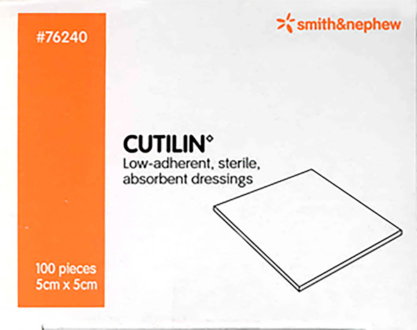 CUTILIN Low-adherent absorbent dressing5cm x 5cm Single Unit