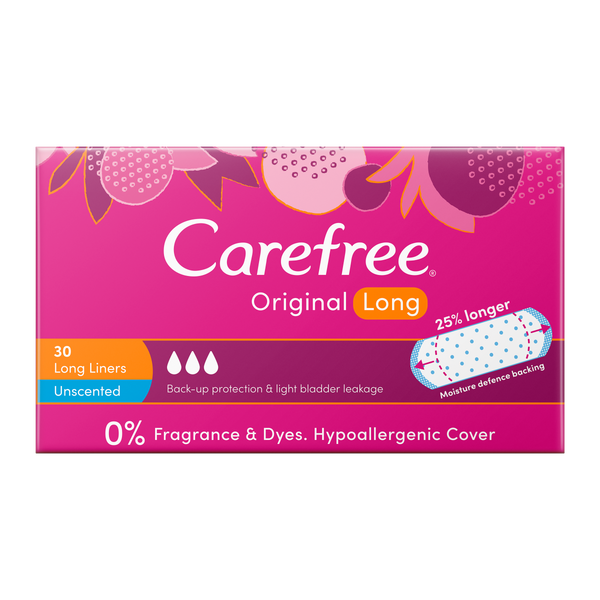 Carefree Original Long Unscented Liners 30 pack