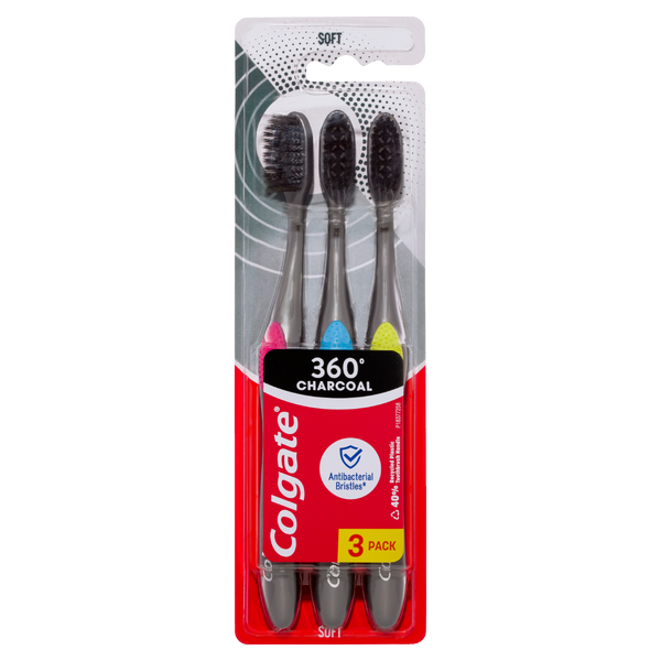 Colgate 360 Charcoal Manual Toothbrush 3 Pack