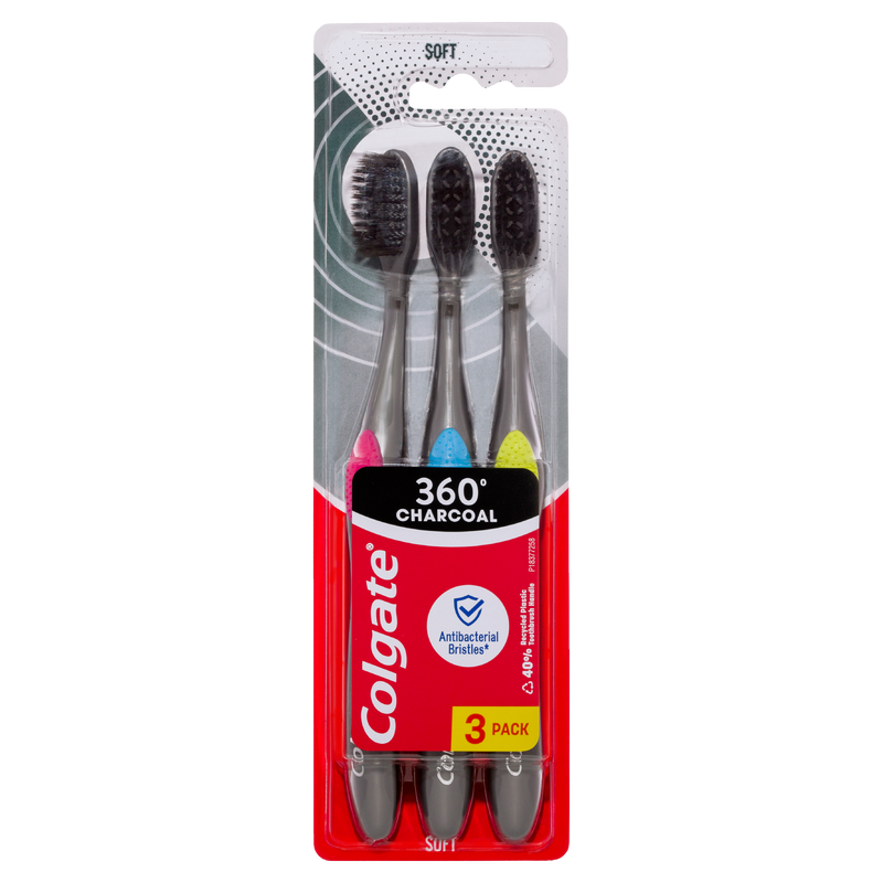 Colgate 360 Charcoal Manual Toothbrush 3 Pack