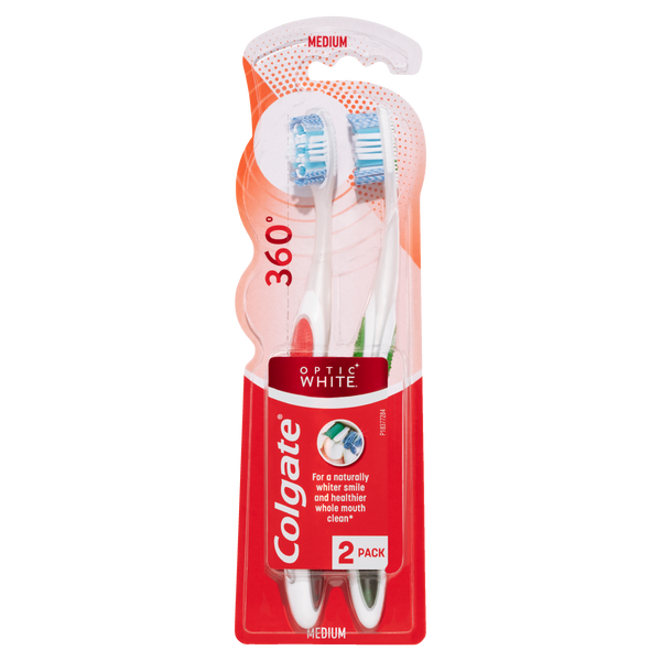 Colgate 360° Optic White Manual Toothbrush 2 Pack