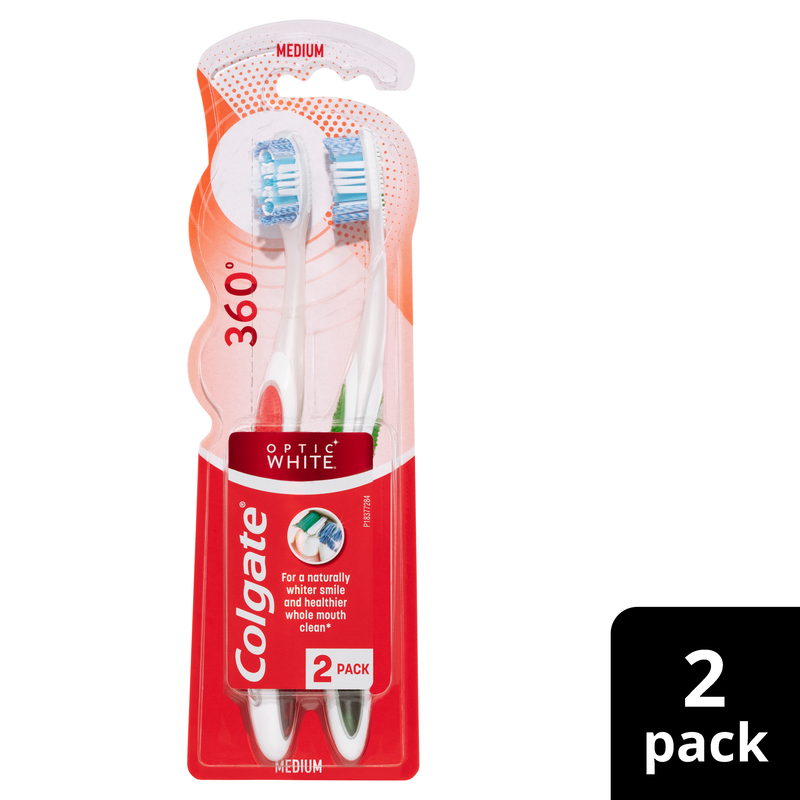 Colgate 360Â° Optic White Manual Toothbrush 2 Pack