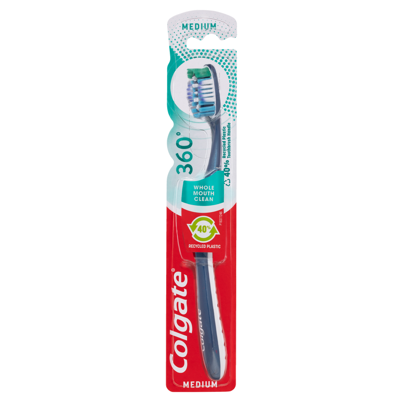 Colgate 360Ã‚Â° Whole Mouth Clean Manual Toothbrush, 1 Pack, Medium Bristles