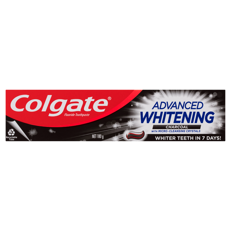 Colgate Advanced Whitening Charcoal Toothpaste, 180g, with Micro-Cleansing Crystals