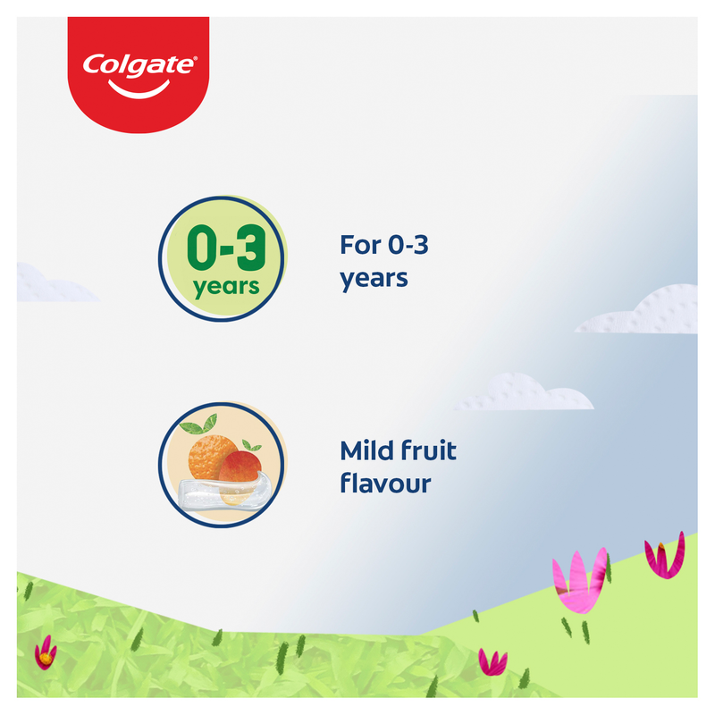 Colgate Kids Toothpaste 0-3 Years Mild Fruit Flavour Anticavity Fluoride Toddler Toothpaste No Artificial Flavours Preservatives Sweeteners or Colours 80g
