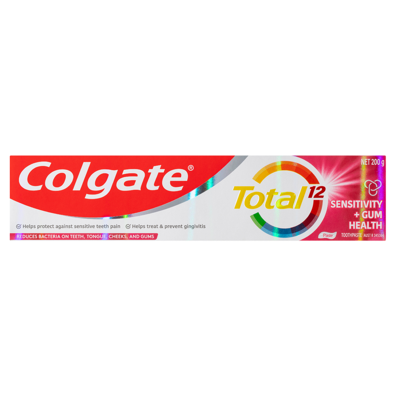 Colgate Total 12 Sensitivity and Gum Health Toothpaste 200g, Whole Mouth Health, Multi Benefit