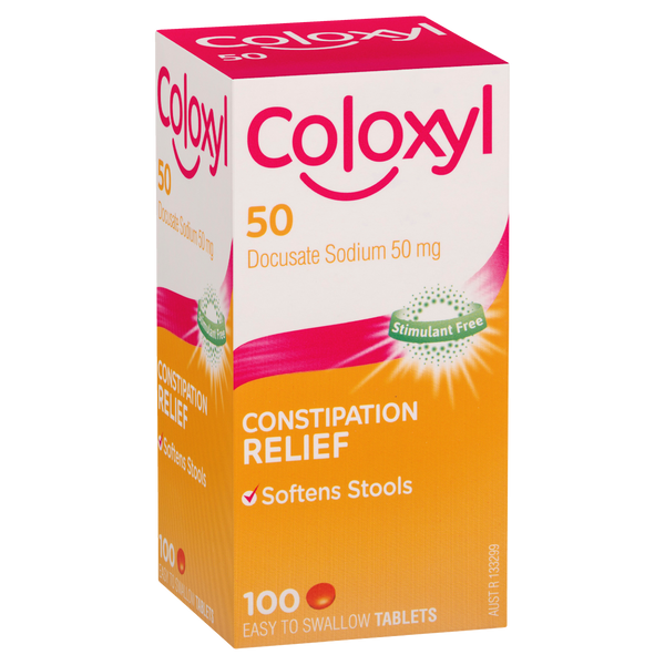 Coloxyl Stool Softener 50mg 100 tablets