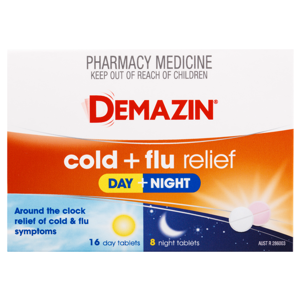 Demazin Cold & Flu Relief Day + Night 24 Tablets