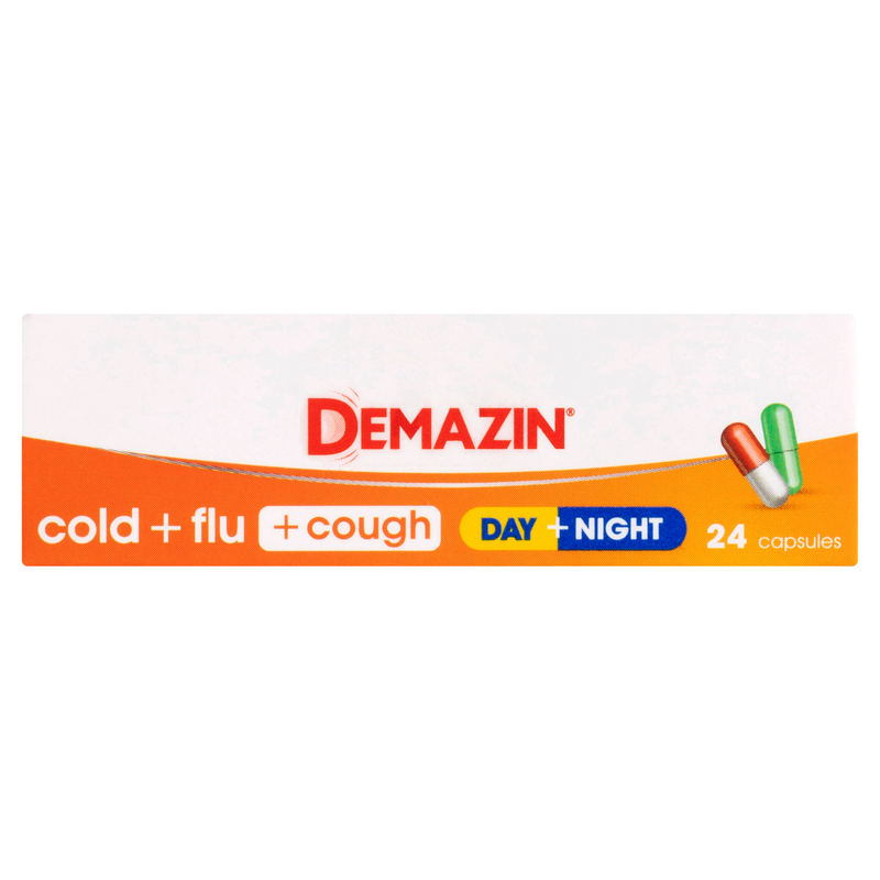 Demazin Cold + Flu + Cough Day + Night 24 Capsules