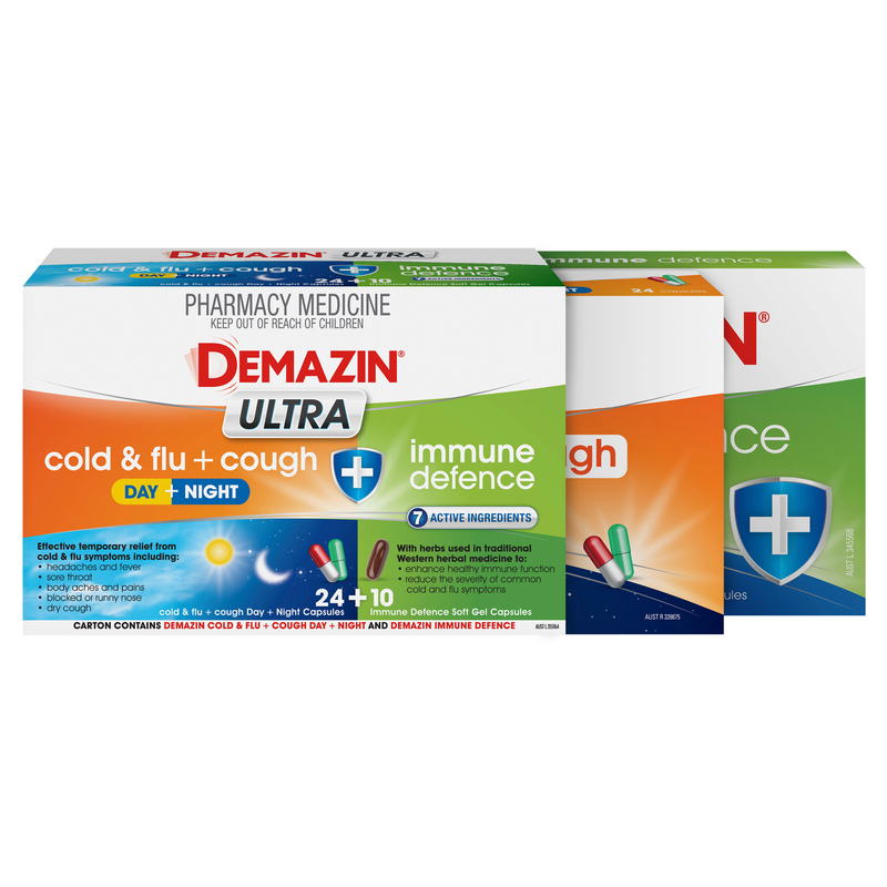 Demazin Ultra Cough Cold and Flu + Immune Defence 34 Tablets