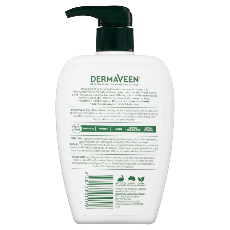 DermaVeen Daily Nourish Moisturising Lotion for Dry & Sensitive Skin 500mL