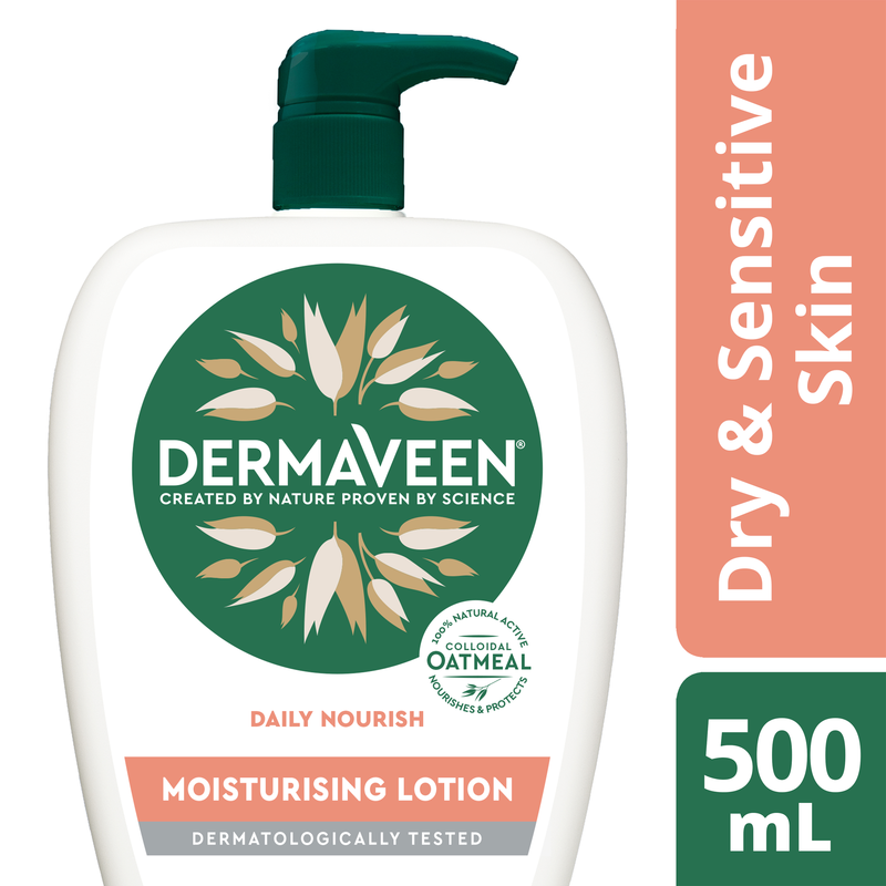 DermaVeen Daily Nourish Moisturising Lotion for Dry & Sensitive Skin 500mL