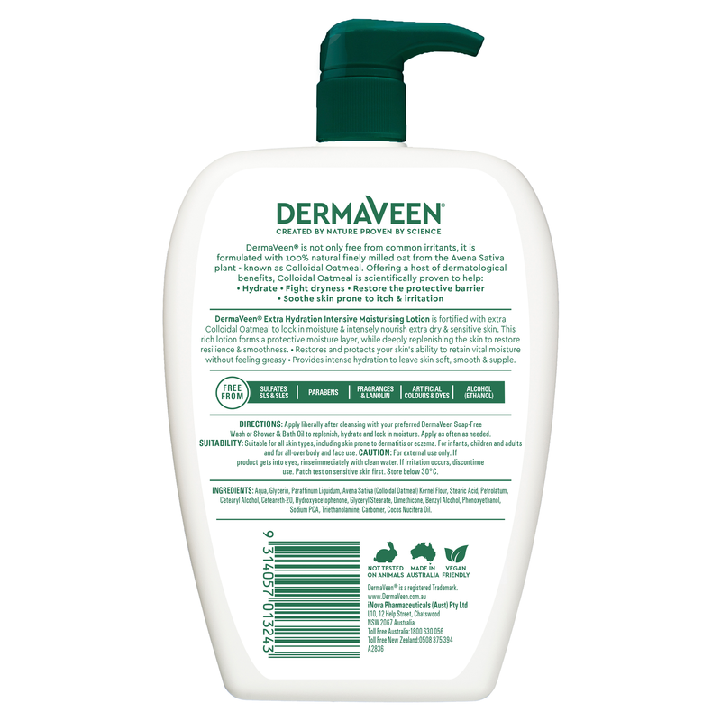 DermaVeen Extra Hydration Intensive Moisturising Lotion for Extra Dry, Itchy & Sensitive Skin 500mL