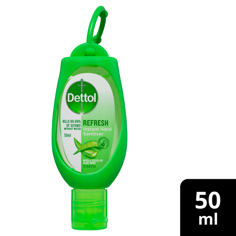 Dettol Antibacterial Instant Hand Sanitiser Refresh Green Clip 50ml