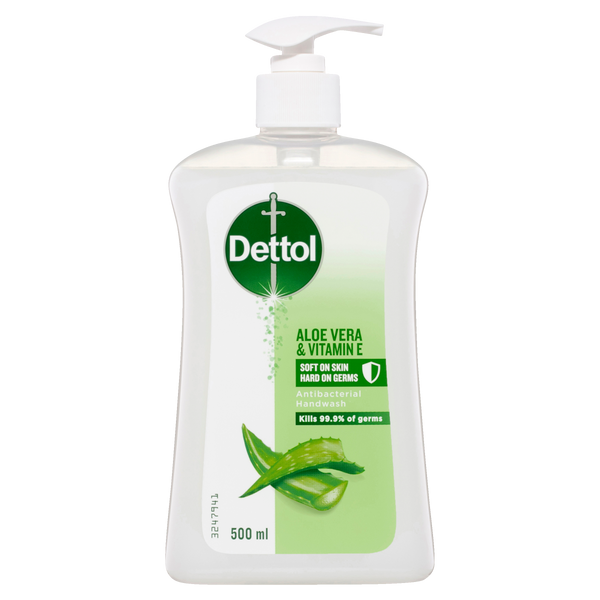 Dettol Antibacterial Liquid Handwash Pump Aloe Vera and Vitamin E 500ml