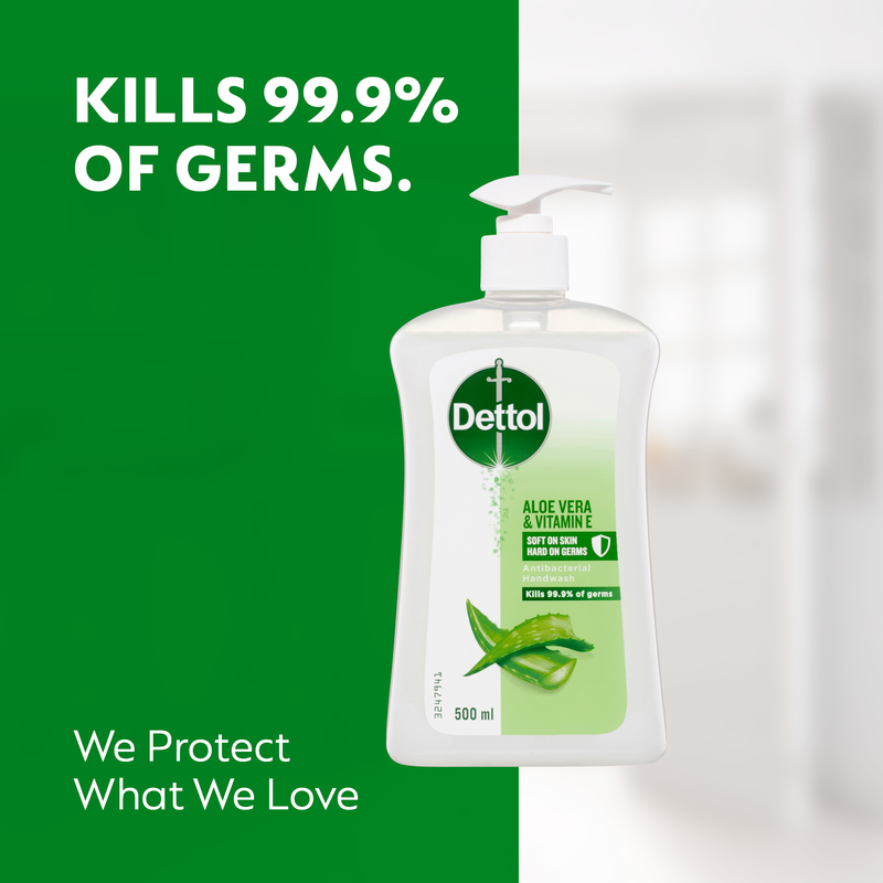 Dettol Antibacterial Liquid Handwash Pump Aloe Vera and Vitamin E 500ml