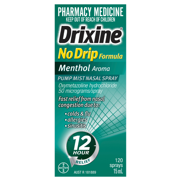 Drixine 12 Hour No Drip Menthol Nasal Spray 15ml