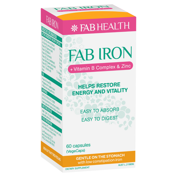 FAB IRON + Vitamin B Complex & Zinc Capsules (60)