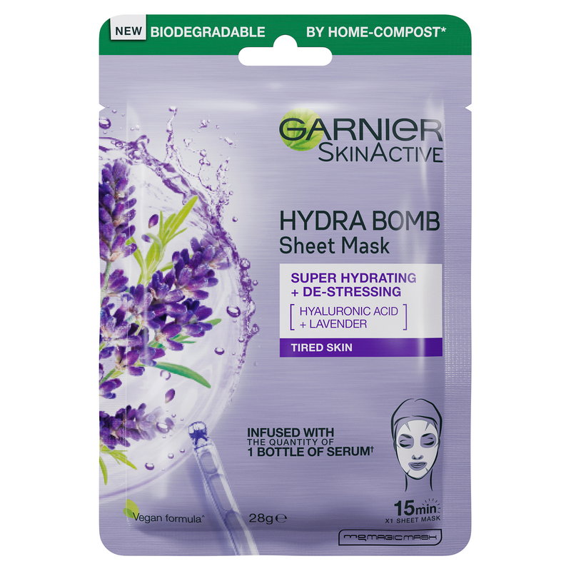 Garnier Hydra Bomb Hyaluronic Acid + Lavender Sheet Mask 28g