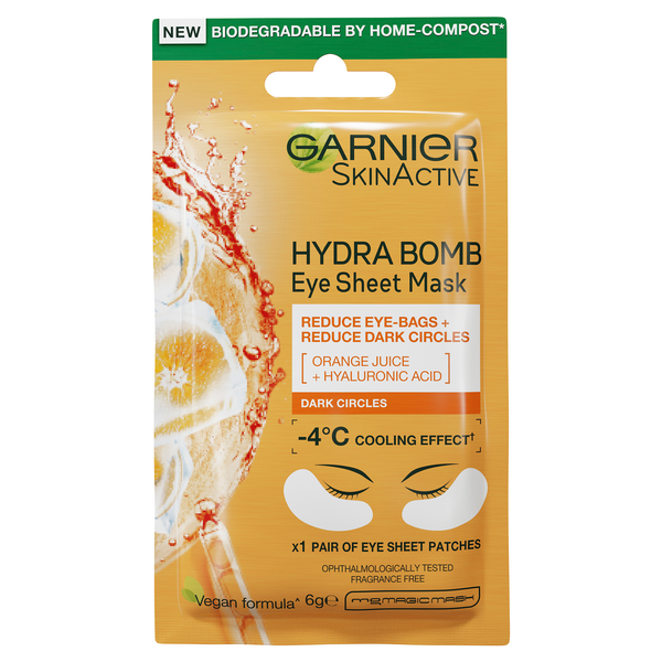 Garnier Hydra Bomb Hyaluronic Acid + Orange Extract Eye Sheet Mask  6g