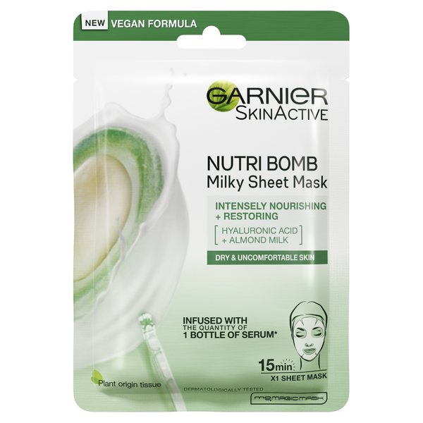 Garnier Nutri Bomb Milky Sheet Mask Hyluronic Acid + Almond Milk 28g