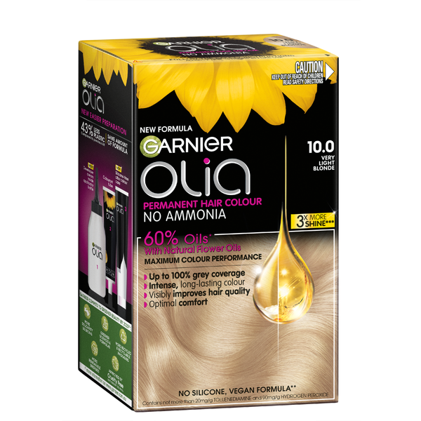Garnier Olia 10.0 Very Light Blonde Permanent Hair Colour No Ammonia, 60% Oils