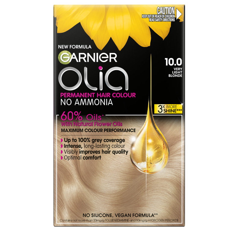 Garnier Olia 10.0 Very Light Blonde Permanent Hair Colour No Ammonia, 60% Oils
