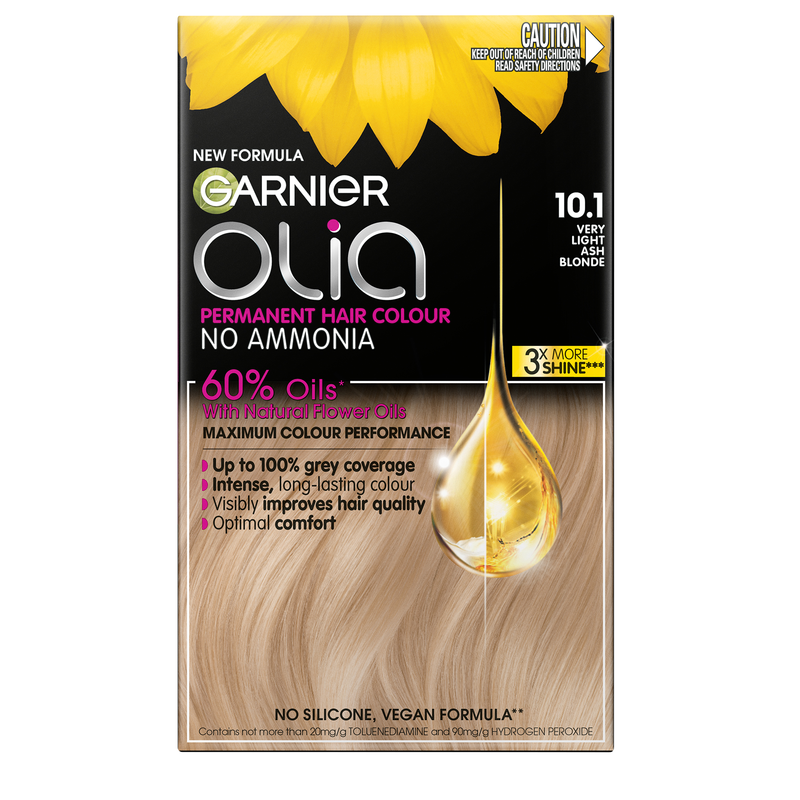 Garnier Olia 10.1 Light Ash Blonde Permanent Hair Colour No Ammonia, 60% Oils