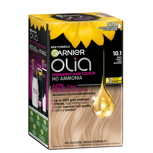 Garnier Olia 10.1 Light Ash Blonde Permanent Hair Colour No Ammonia, 60% Oils