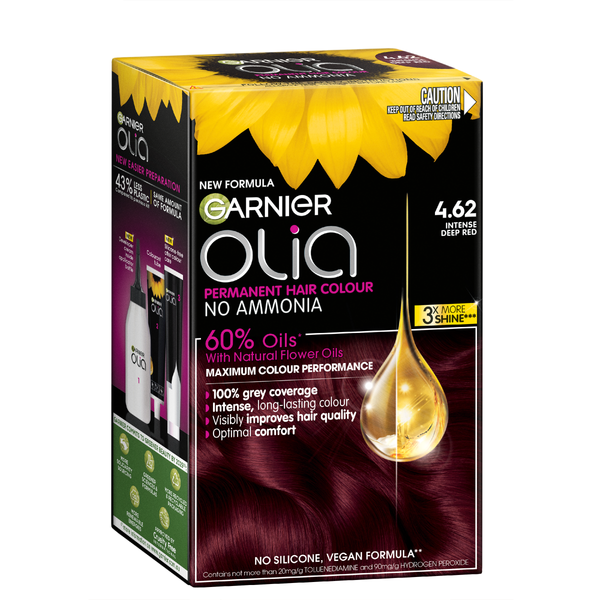 Garnier Olia 4.62 Intense Deep Red Permanent Hair Colour No Ammonia, 60% Oils