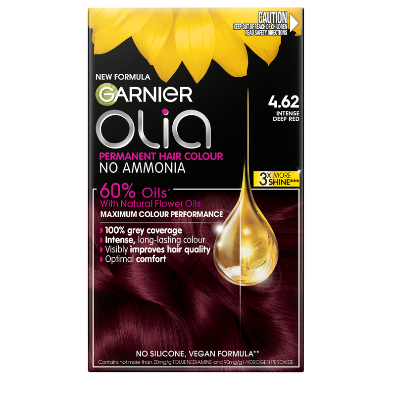 Garnier Olia 4.62 Intense Deep Red Permanent Hair Colour No Ammonia, 60% Oils