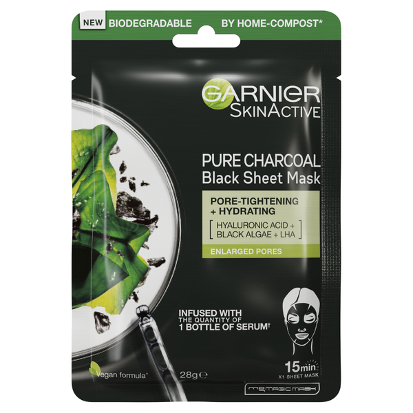 Garnier Pure Charcoal Hyaluronic Acid + Black Algae Sheet Mask 28g