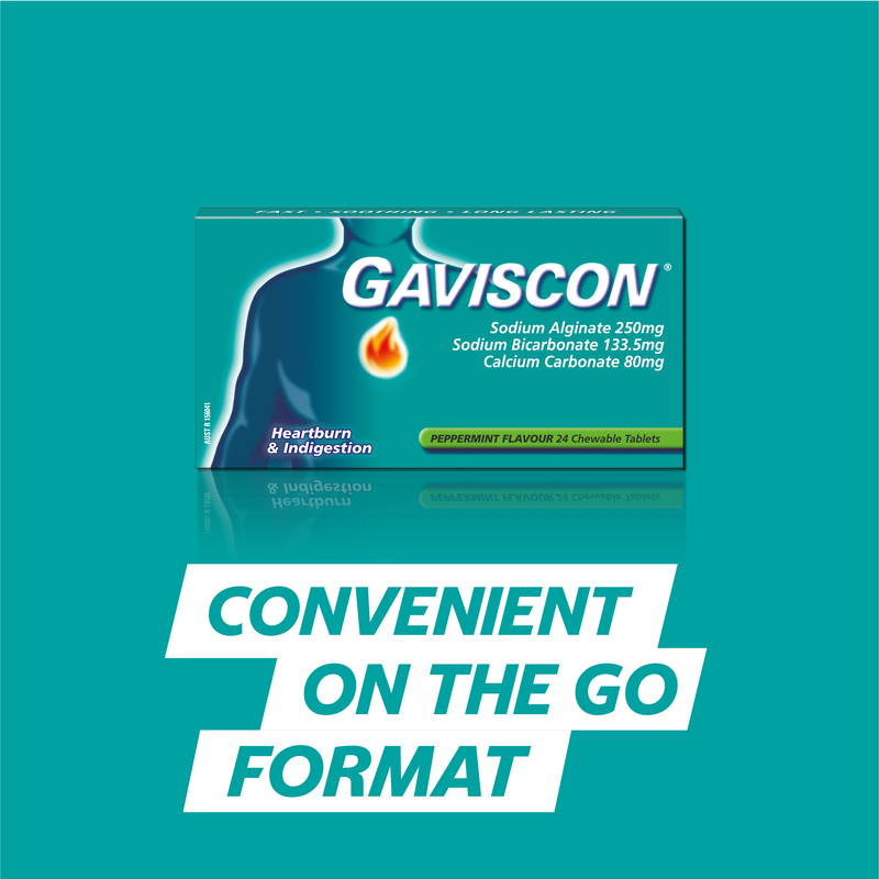 Gaviscon Heartburn & Indigestion Peppermint Flavour 48 Tablets