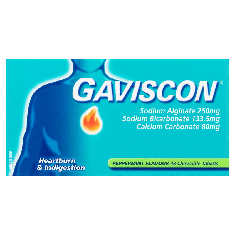 Gaviscon Heartburn & Indigestion Peppermint Flavour 48 Tablets