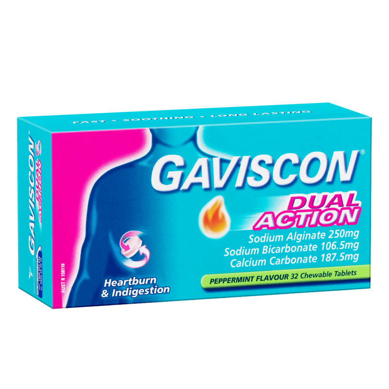 Gaviscon Dual Action Peppermint Chewable 32 Tablets