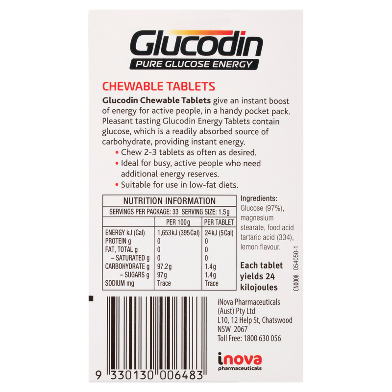 Glucodin Pure Glucose Energy Chewable Tablets 50g