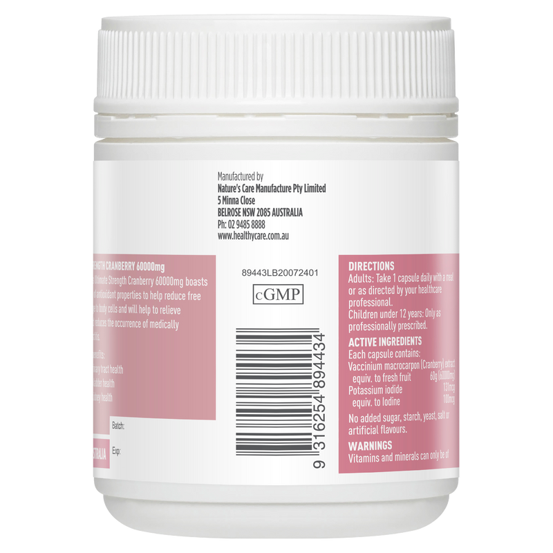 Healthy Care Ultimate Strength Cranberry 60000mg 60 Capsules