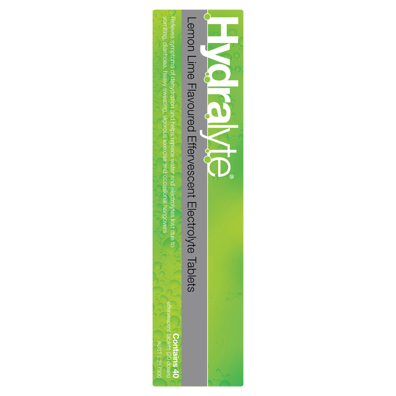 Hydralyte Effervescent Electrolyte Tablets Lemon Lime Flavoured 40 Tablets