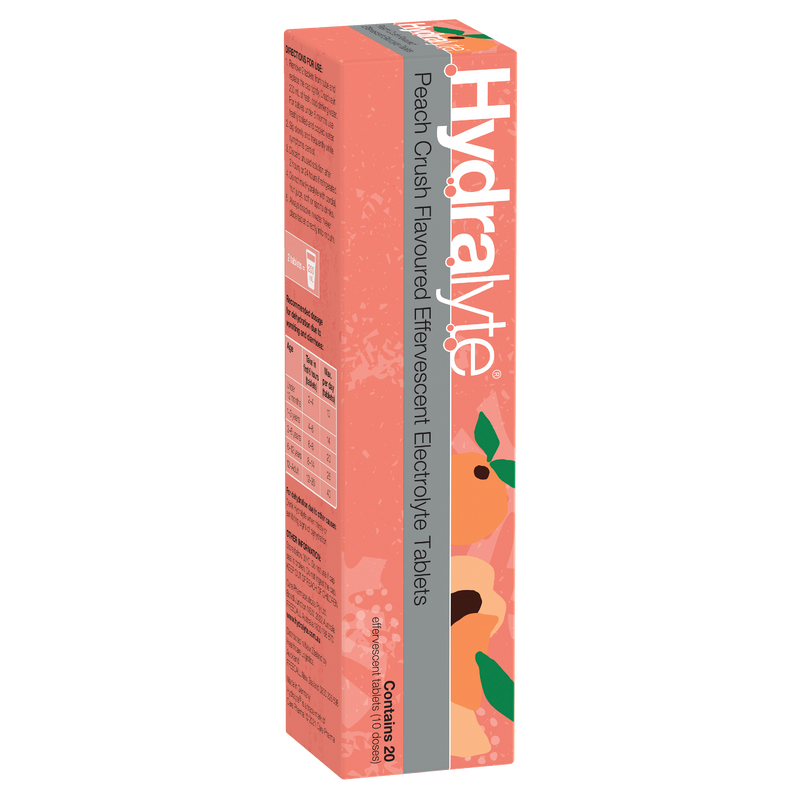 Hydralyte Effervescent Electrolyte Tablets Peach Crush Flavoured 20 Tablets