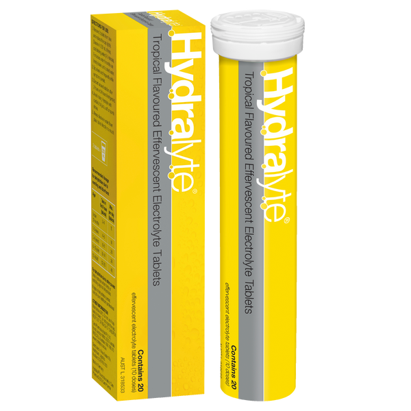 Hydralyte Effervescent Electrolyte Tablets Tropical Flavoured 20 Tablets