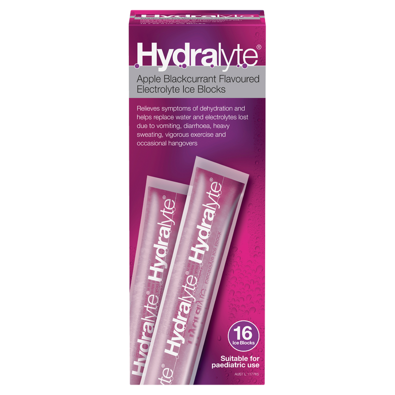 Hydralyte Electrolyte Ice Blocks Apple Blackcurrant  Flavoured 16 Pack