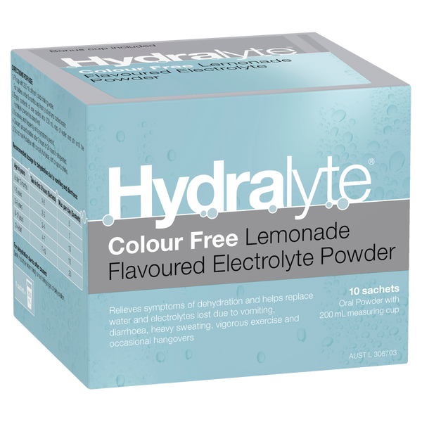 Hydralyte Electrolyte Powder Colourfree Lemonade Flavoured 10 Pack